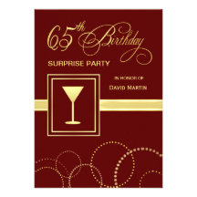 65th Birthday Surprise Party Invitation - Burgundy