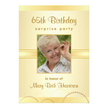 65th Birthday Surprise Party Photo Invitations