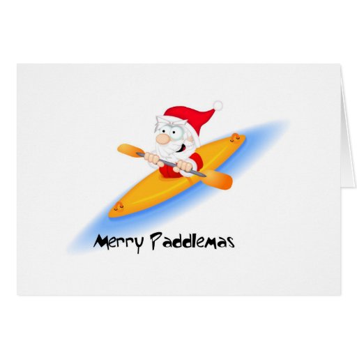 69_santa_paddler greeting cards