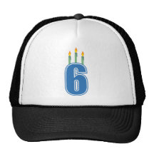 6 Birthday Candles (Blue / Green) Mesh Hats