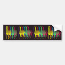 6 llamas in 6 colours on black background bumper stickers