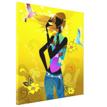 70's Girl  Wrapped Canvas Stretched Canvas Print