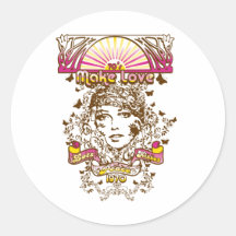 70s make love lots peaces kisses 1970 round stickers