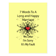 7 Words To A Long Marriage Postcard