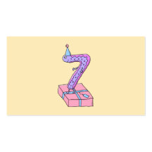 7th Birthday Pink and Purple Cartoon. Business Card