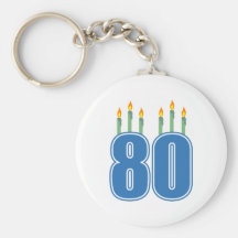 80 Birthday Candles (Blue / Green) Key Chain