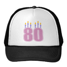 80 Birthday Candles (Pink / Purple) Mesh Hat