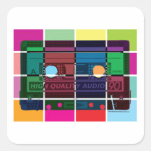 80's Cassette Colour Blocks Square Stickers