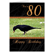 80th Birthday Card - Blackbird