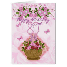 80th Birthday Special Lady, Roses And Flowers - 80 Card