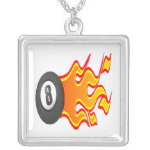 8 Ball Fire Necklaces