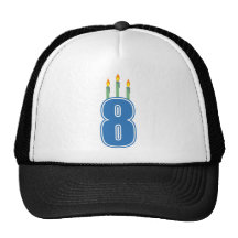 8 Birthday Candles (Blue / Green) Mesh Hats