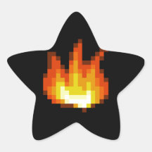 8 Bit Pixeled Fire Star Stickers