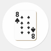 8 of Spades Playing Card Round Stickers