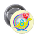 8th Birthday Yellow Dino Your Name Button