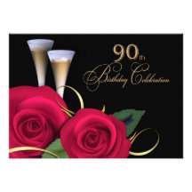 90th Birthday Celebration Custom Invitations