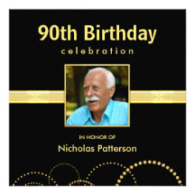 90th Birthday Party Invitations - Photo Optional