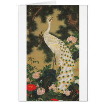 9. 老松孔雀図, 若冲 Old Pine-tree and Peacock, Jakuchu Cards