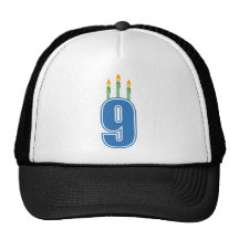 9 Birthday Candles (Blue / Green) Hats
