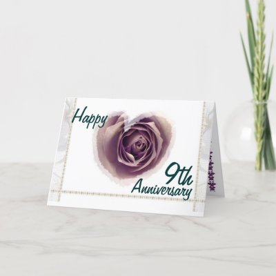  Wedding Anniversary Gift on 9th Wedding Anniversary   Purple Rose Heart Card On Zazzle Co Nz