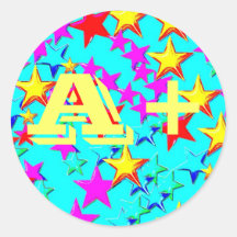 A + Blue Star Sticker