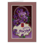 A Bright New Year Purple Pansy Flower Greeting Cards