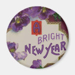 A Bright New Year Purple Pansy Flower Fridge Magnet