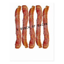 a bunch of bacon post cards