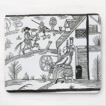 A Country Scene with a woman spinning mousepads