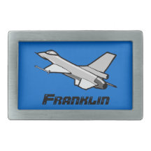 A Customisable F16 Fighting Falcon In Flight Rectangular Belt Buckles