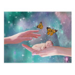 A cute baby boy in hand fantasy post cards