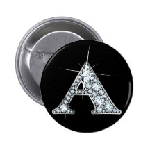 "A" Diamond Bling Print Button