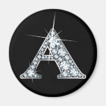 "A" Diamond Bling Print Magnet