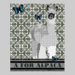 A For Alpaca Olive Damask Poster posters