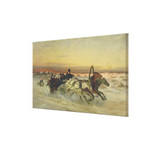 A Galloping Winter Troika at Dawn Canvas Prints