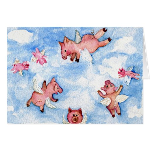 a Happy Herd of Flying Pigs CARD