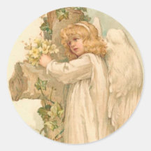 A Joyous Easter Angel Round Sticker