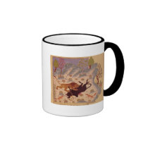 A Lion Attacking and Killing a Bull mugs