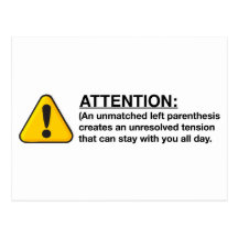 A little bit about parenthesis postcards