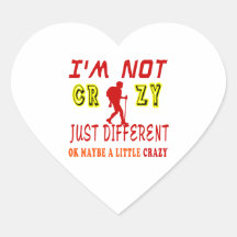 A Little Crazy for Hiking Heart Stickers