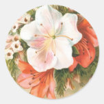 A Merry Christmas Flower Round Stickers