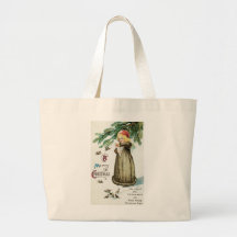 "A Merry Christmas" Girl Canvas Bags