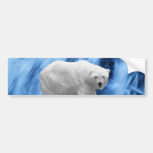 A polar Bear at the frozen waterfall Bumper Stickers