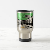 a restaurant from a comic book coffee mug