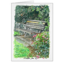 A resting bench greeting card