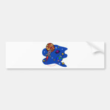 A rocket ship in outer space. bumper sticker