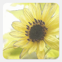 A Single Lemon Yellow Sunflower Stickers