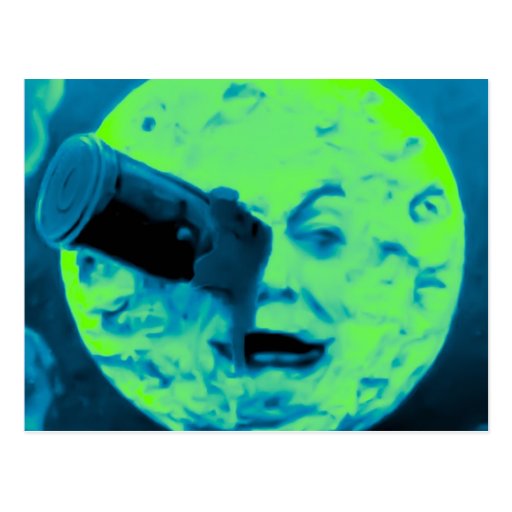 A Trip to the Moon (Aqua Marine Retro Sci Fi) Post Cards