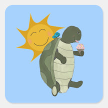 A Turtle Eating Ice Cream Stickers