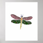 Abalone Shell & Stained Glass Dragonfly Posters